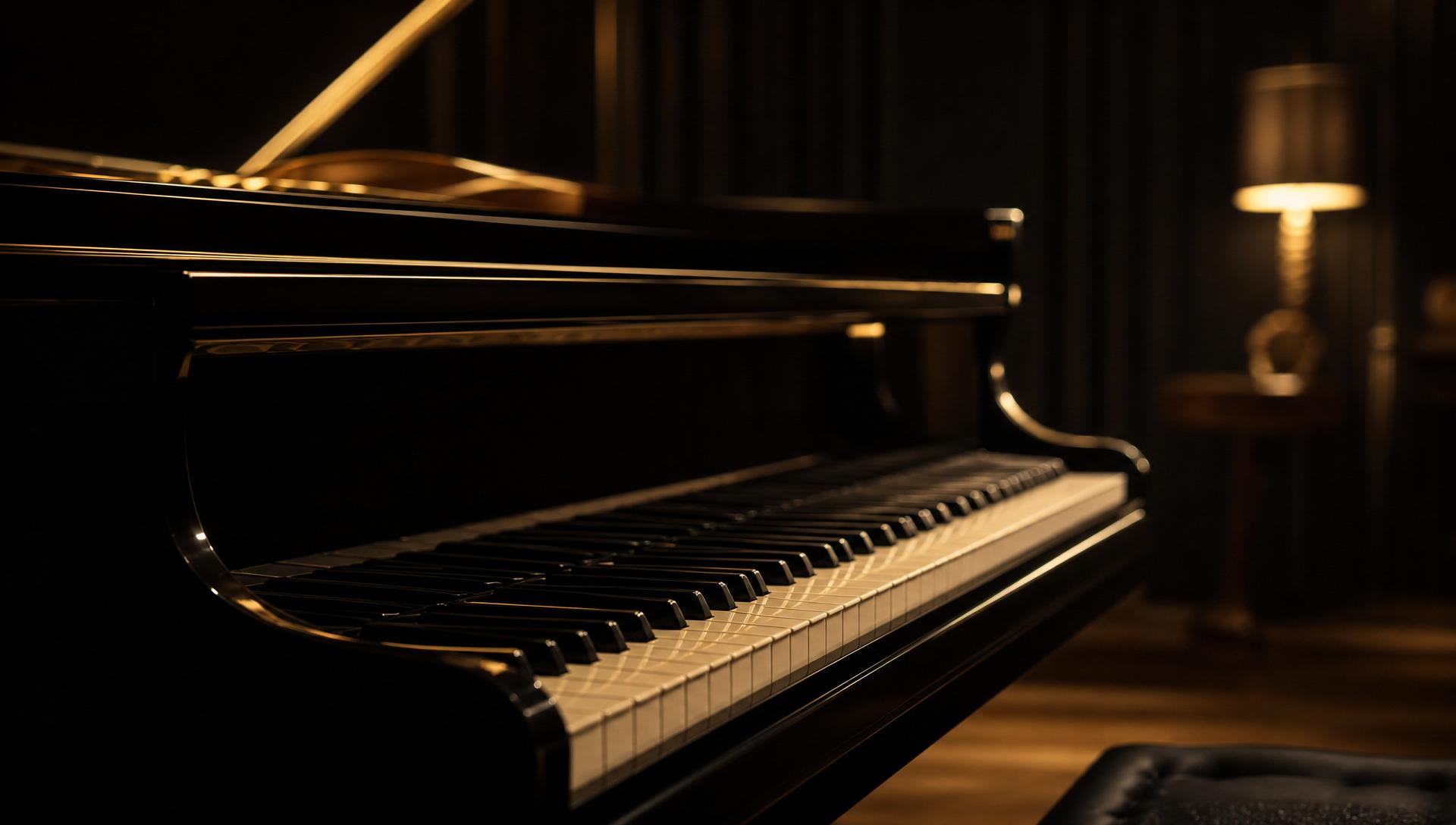 Piano de cauda em ambiente elegante